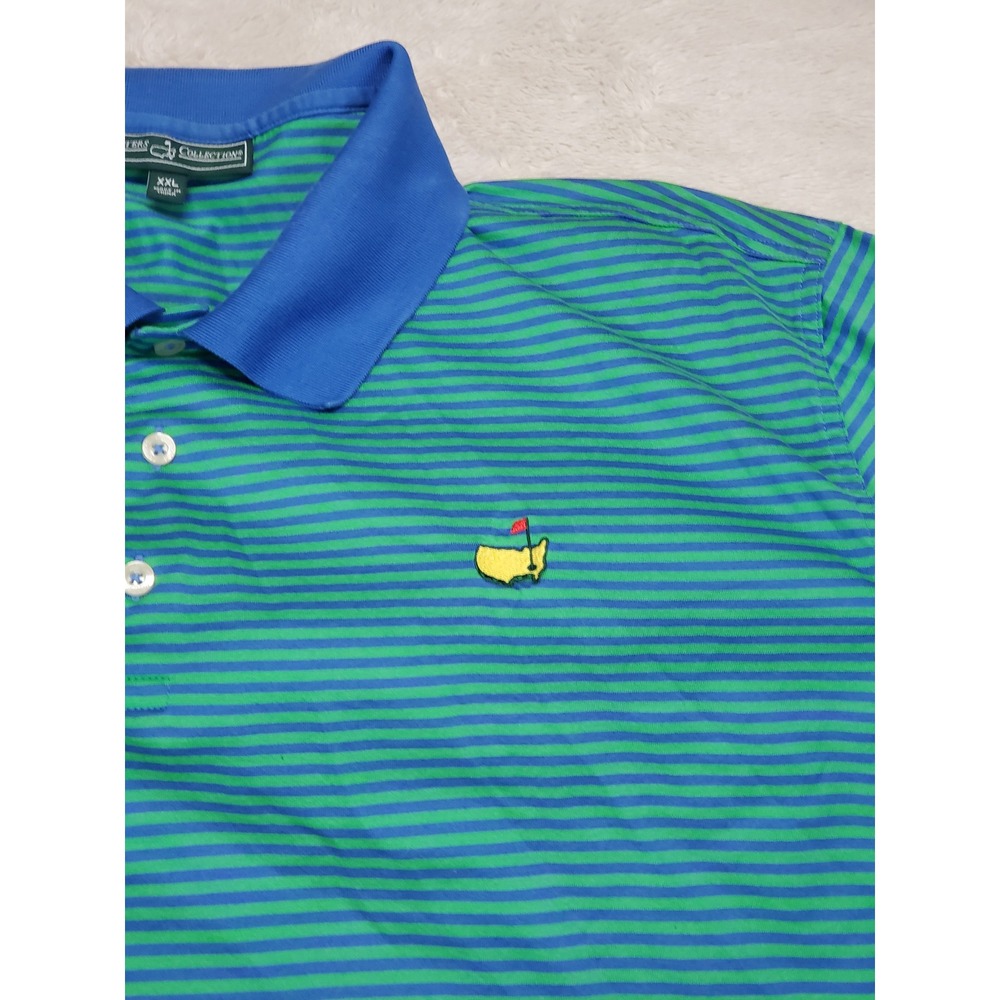 The Masters Collection Green Blue Embroidered Short Sleeve Polo Top Men XXL Golf